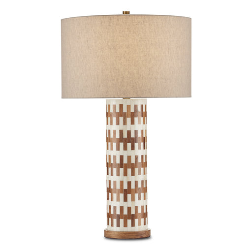 Currey and Company - 6000-0824 - One Light Table Lamp - Tia - White/Natural/Antique Brass