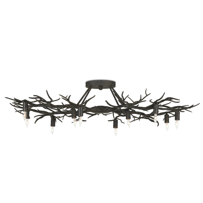 Currey and Company - 9000-0981 - Ten Light Semi-Flush Mount - Rainforest - Rustic Bronze