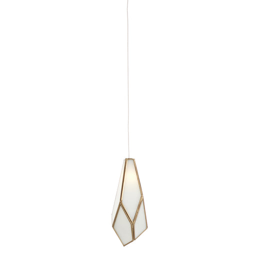 Currey and Company - 9000-1033 - One Light Pendant - Glace - White/Antique Brass