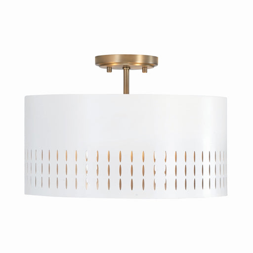 Capital Lighting - 250231AW - Three Light Semi-Flush Mount - Dash - Aged Brass and White