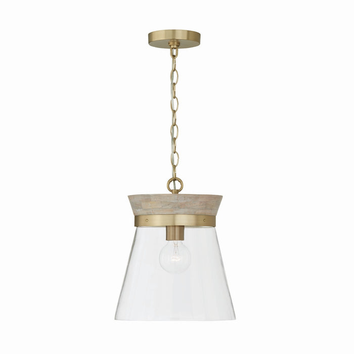 Capital Lighting - 347311WS - One Light Pendant - Finn - White Wash and Matte Brass