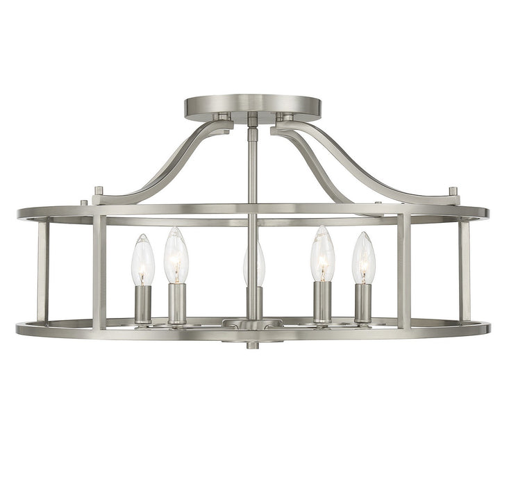 Savoy House - 6-1679-5-SN - Five Light Semi Flush Mount - Stockton - Satin Nickel