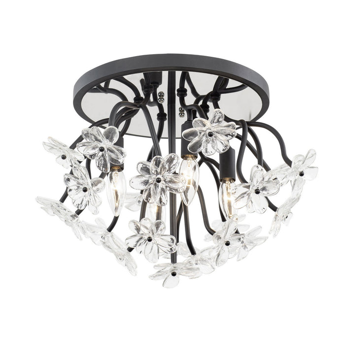 Varaluz - 378S04MB - Four Light Semi-Flush Mount - Wildflower - Matte Black