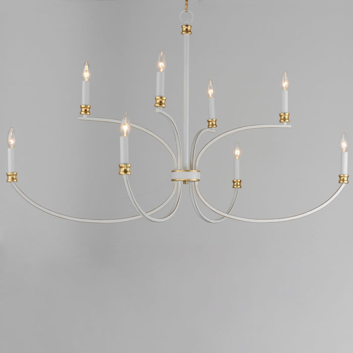 Maxim - 11378WWTGL - Eight Light Chandelier - Charlton - Weathered White/Gold Leaf