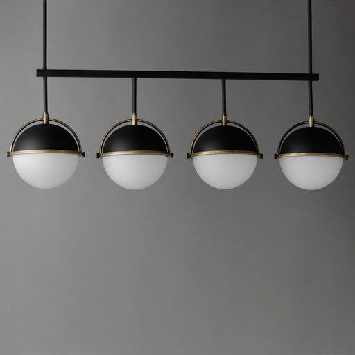 Maxim - 12414SWBKWBR - Four Light Linear Pendant - Duke - Black/Weathered Brass