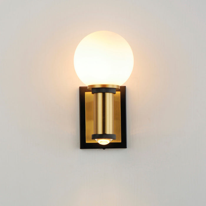 Maxim - 32482SWBKNAB - LED Wall Sconce - San Simeon - Black / Natural Aged Brass