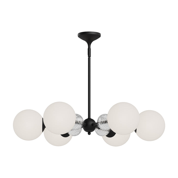 Alora - CH415330MBOP - Six Light Chandelier - Celia - Matte Black/Opal Glass