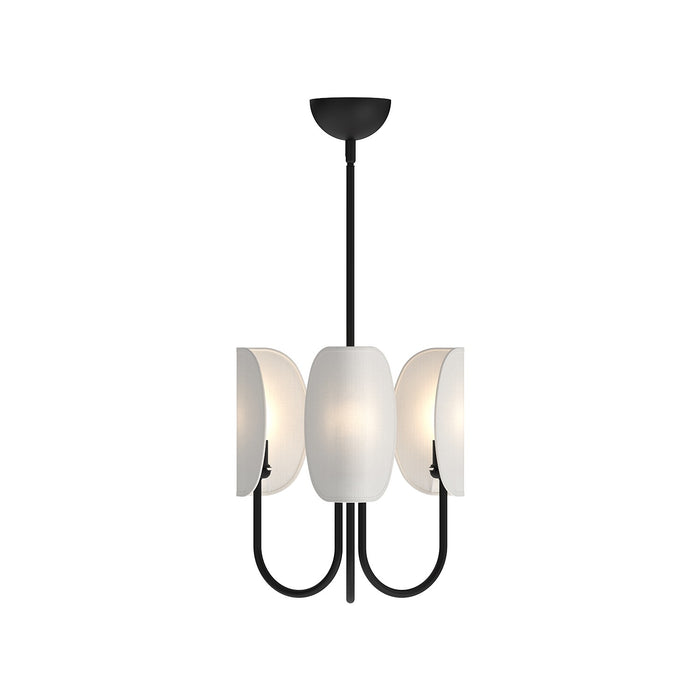 Alora - CH450715MBCW - Three Light Chandelier - Seno - Matte Black/White Cotton Fabric