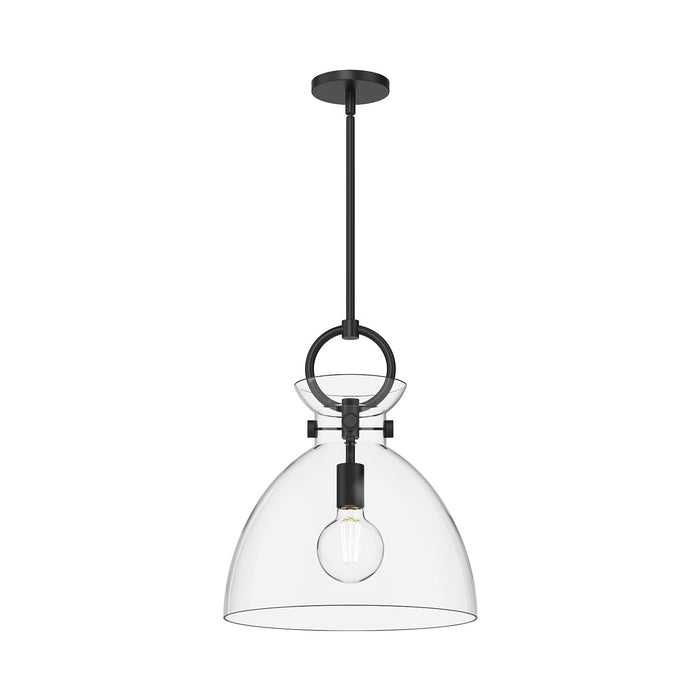 Alora - PD411814MBCL - One Light Pendant - Waldo - Matte Black/Clear Glass