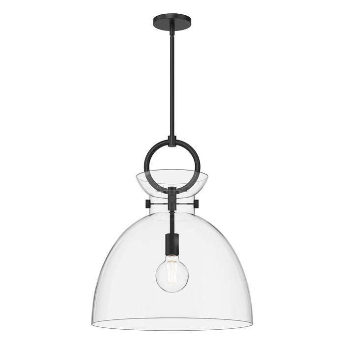 Alora - PD411818MBCL - One Light Pendant - Waldo - Matte Black/Clear Glass