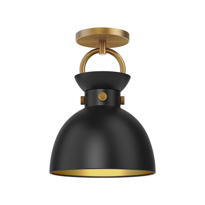 Alora - SF411309AGMB - One Light Semi-Flush Mount - Waldo - Aged Gold/Matte Black