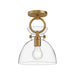 Alora - SF411809AGCL - One Light Semi-Flush Mount - Waldo - Aged Gold/Clear