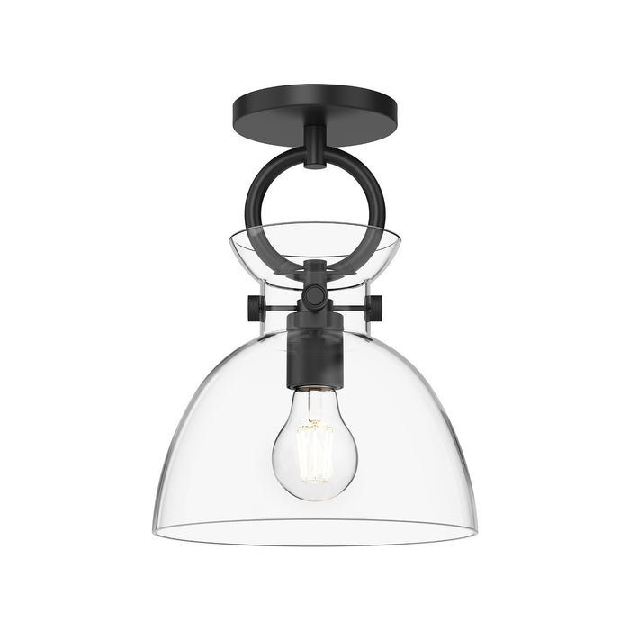 Alora - SF411809MBCL - One Light Semi-Flush Mount - Waldo - Matte Black/Clear Glass