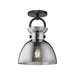 Alora - SF411809MBSM - One Light Semi-Flush Mount - Waldo - Matte Black/Smoked