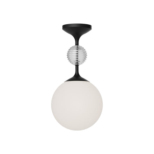 Alora - SF415308MBOP - One Light Semi-Flush Mount - Celia - Matte Black/Opal Glass