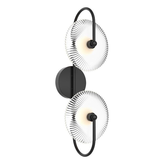 Alora - WV417802MBCR - LED Wall Sconce - Hera - Matte Black/Clear Ribbed Glass