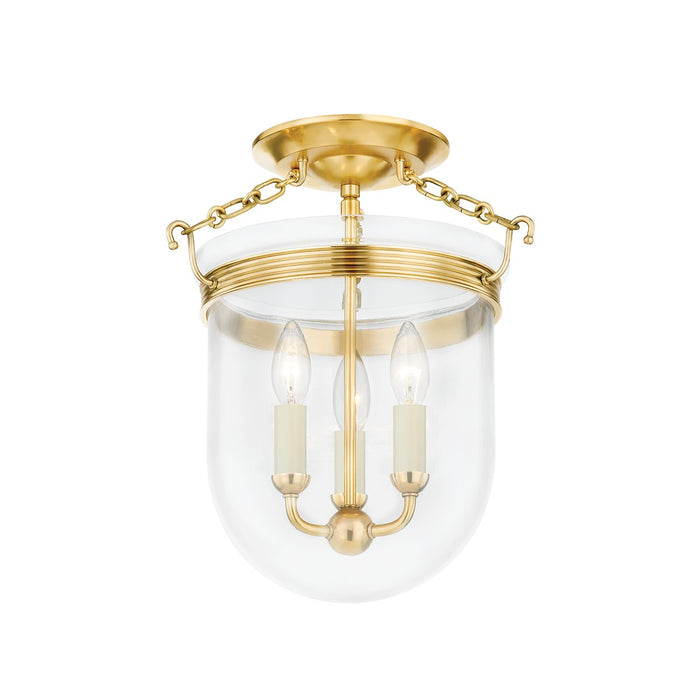 Hudson Valley - MDS1600-AGB - Three Light Semi Flush Mount - Rousham - Aged Brass