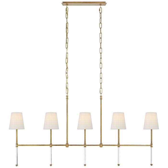 Visual Comfort Signature - SK 5055HAB-L - Five Light Linear Chandelier - Camille - Hand-Rubbed Antique Brass