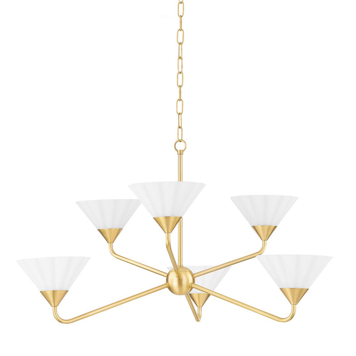 Mitzi - H817806-AGB - Six Light Chandelier - Kelsey - Aged Brass