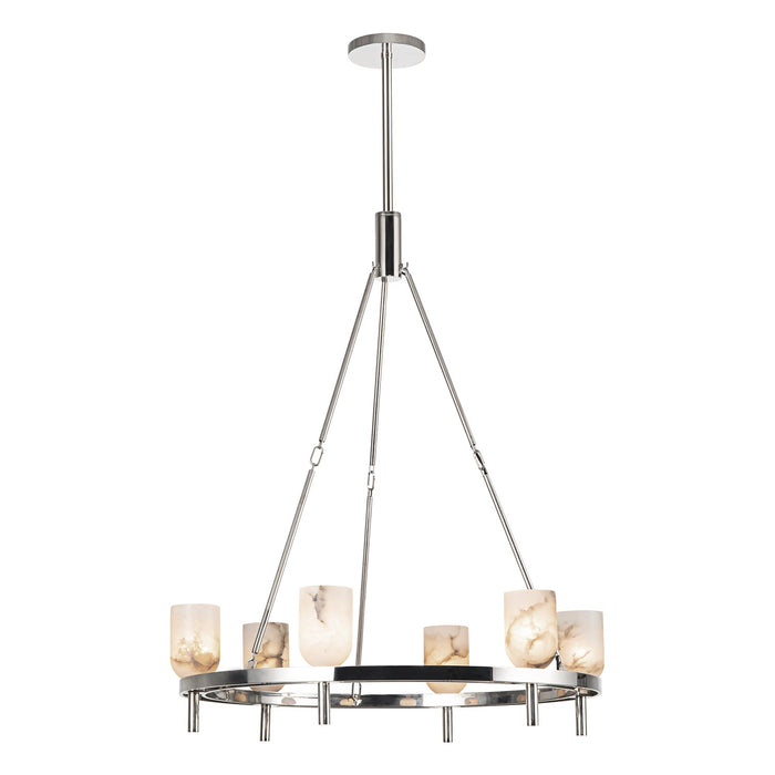 Alora - CH338632PNAR - Six Light Chandelier - Lucian - Polished Nickel/Alabaster