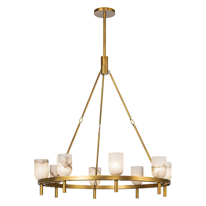 Alora - CH338836VBAR - Eight Light Chandelier - Lucian - Vintage Brass/Alabaster