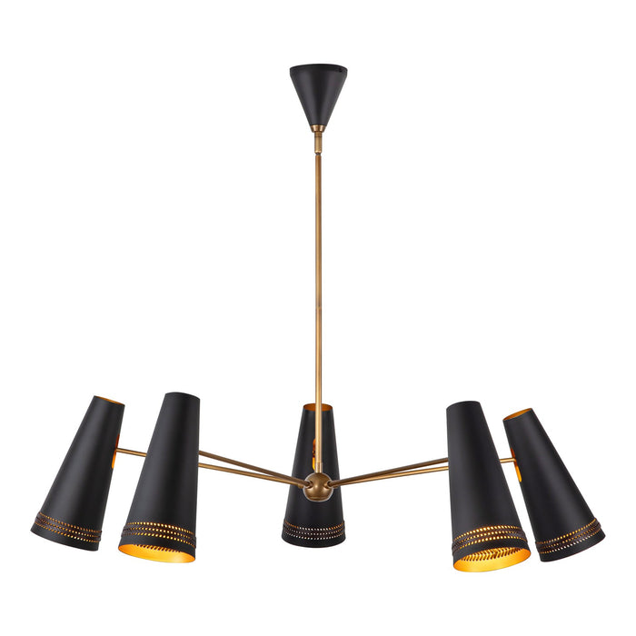 Alora - CH342545MBHL - Five Light Chandelier - Brickell - Matte Black/Hazelnut Leather