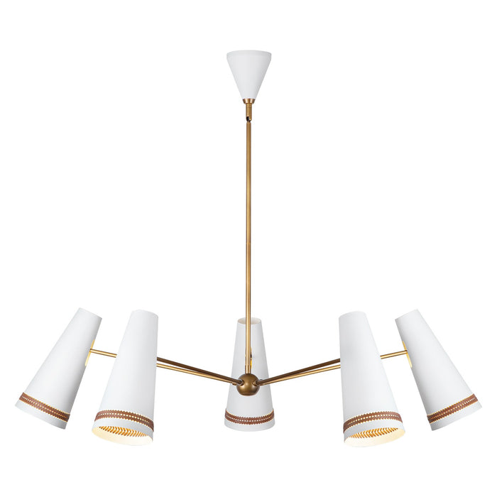 Alora - CH342545MWHL - Five Light Chandelier - Brickell - Matte White/Hazelnut Leather