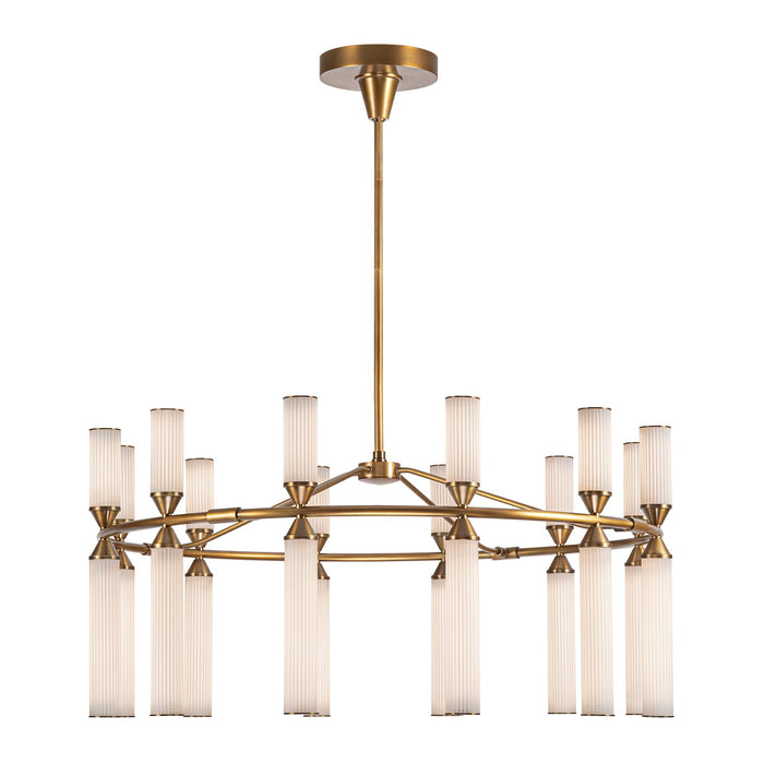 Alora - CH348038VBFR - LED Chandelier - Edwin - Vintage Brass/Frosted Ribbed Glass