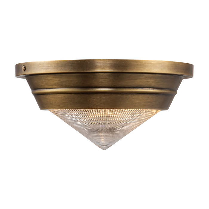 Alora - FM348010VBPG - One Light Flush Mount - Willard - Vintage Brass/Prismatic Glass