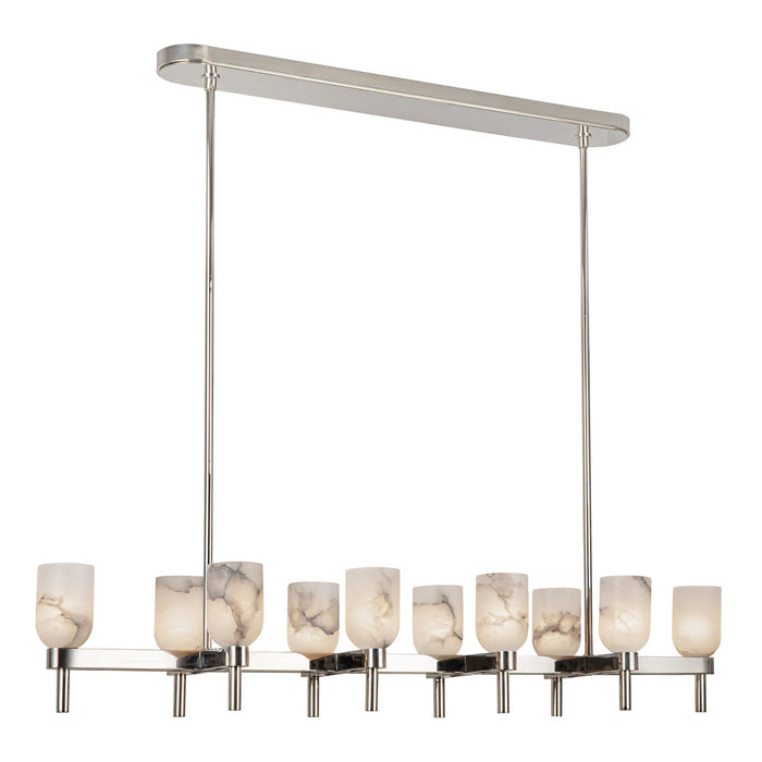 Alora - LP338052PNAR - Ten Light Linear Pendant - Lucian - Polished Nickel/Alabaster