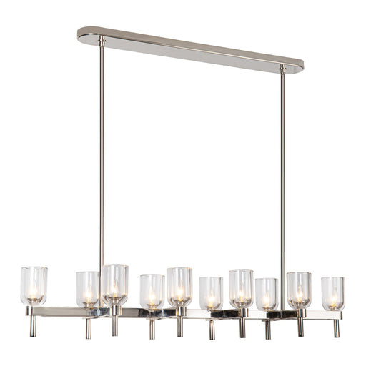 Alora - LP338052PNCC - Ten Light Linear Pendant - Lucian - Clear Crystal/Polished Nickel