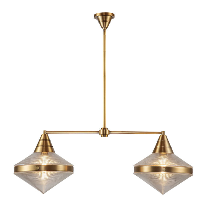 Alora - LP348241VBPG - Two Light Linear Pendant - Willard - Vintage Brass/Prismatic Glass