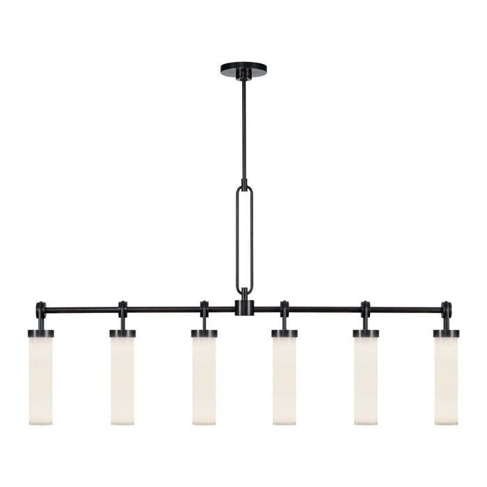 Alora - LP355652UBGO - Six Light Linear Pendant - Wynwood - Urban Bronze/Glossy Opal