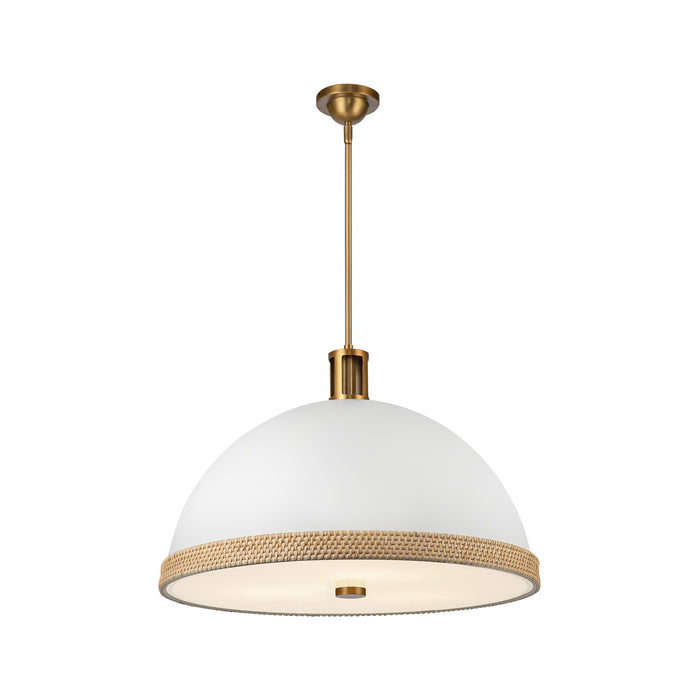 Alora - PD331024MWVB - Three Light Pendant - Doral - Matte White/Vintage Brass