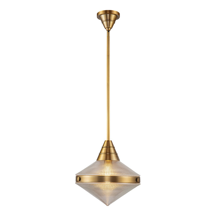 Alora - PD348114VBPG - One Light Pendant - Willard - Vintage Brass/Prismatic Glass