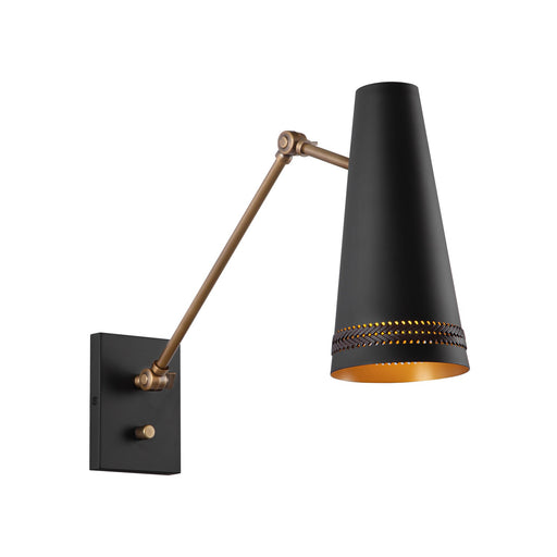 Alora - WV342105MBHL - One Light Wall Sconce - Brickell - Matte Black/Hazelnut Leather