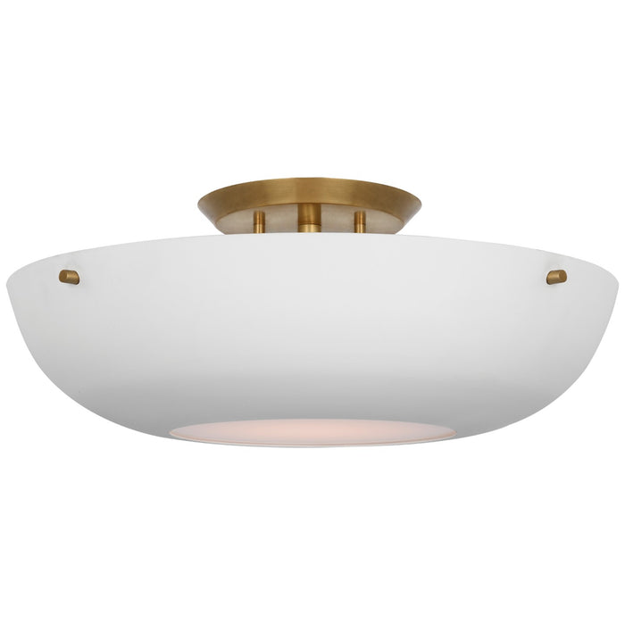 Visual Comfort Signature - ARN 4520HAB-WHT - LED Flush Mount - Valencia - Hand-Rubbed Antique Brass