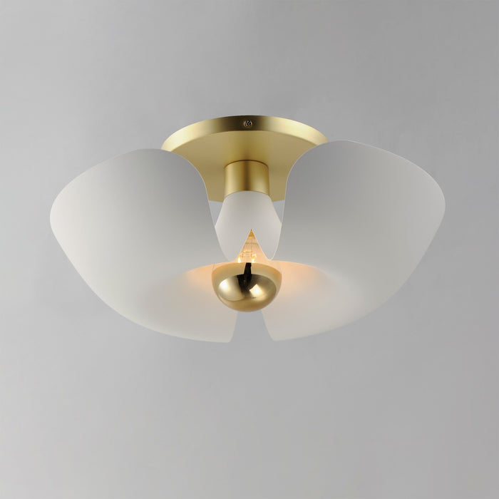 Maxim - 11399WTSBR - LED Flush Mount - Poppy - White/Satin Brass