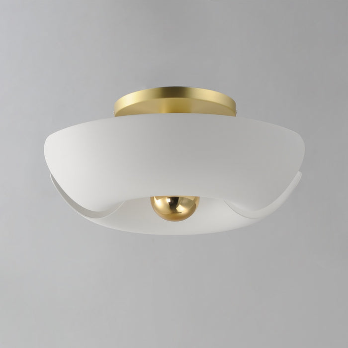 Maxim - 11399WTSBR - LED Flush Mount - Poppy - White/Satin Brass