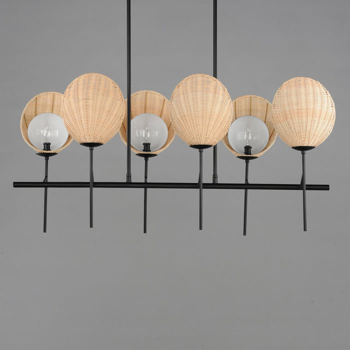 Maxim - 12607NABK - Six Light Linear Chandelier - Maldives - Black