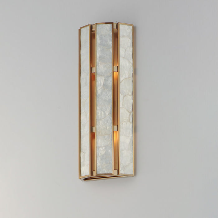 Maxim - 12801CZNAB - Two Light Wall Sconce - Miramar - Capiz / Natural Aged Brass