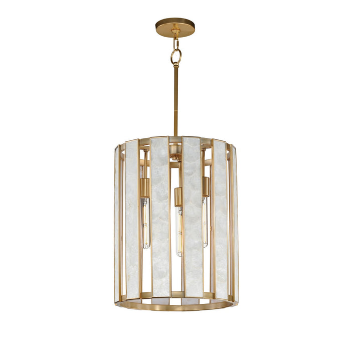 Maxim - 12802CZNAB - Three Light Foyer Pendant - Miramar - Capiz / Natural Aged Brass