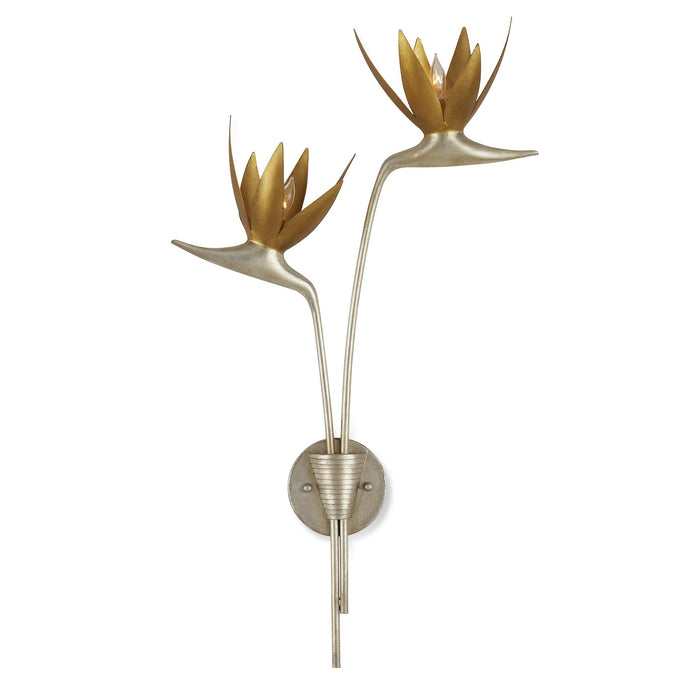 Currey and Company - 5000-0238 - Two Light Wall Sconce - Paradiso - Contemporary Silver Leaf/Contemporary Gold Leaf/Gold