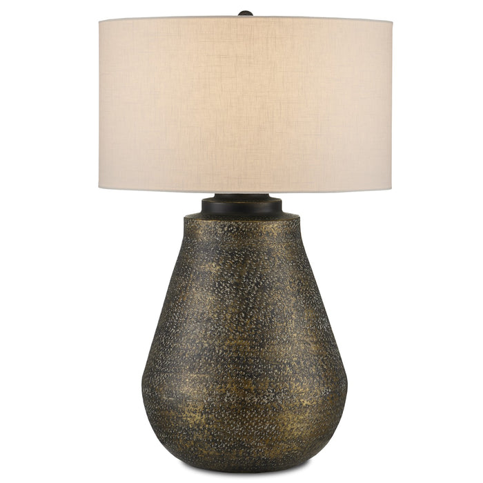 Currey and Company - 6000-0890 - One Light Table Lamp - Brigadier - Antique Brass/Black/Whitewash