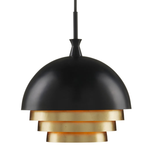 Currey and Company - 9000-1075 - Three Light Pendant - Salviati - Black/Gold Leaf