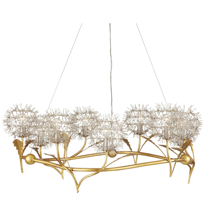 Currey and Company - 9000-1080 - Nine Light Chandelier - Dandelion - Contemporary Silver Leaf/Silver/Contemporary Gold Leaf