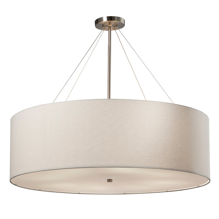 Justice Designs - FAB-9594-WHTE-NCKL - Eight Light Pendant - Textile - Brushed Nickel