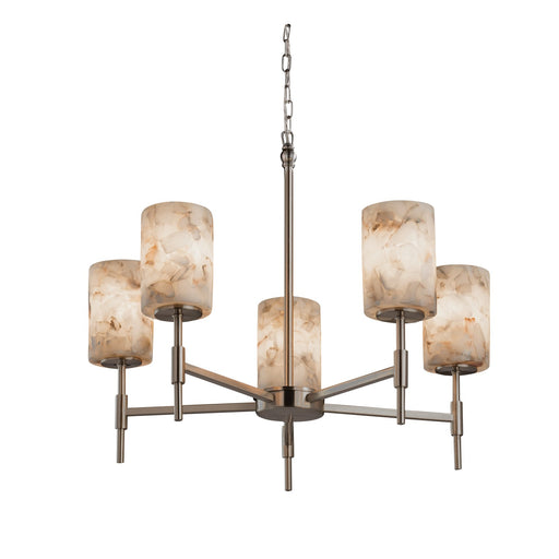 Justice Designs - ALR-8410-10-NCKL - Five Light Chandelier - Alabaster Rocks - Brushed Nickel