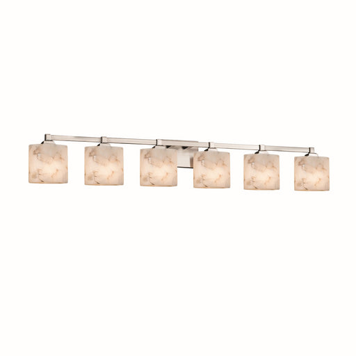 Justice Designs - ALR-8436-30-NCKL - Six Light Bath Bar - Alabaster Rocks - Brushed Nickel