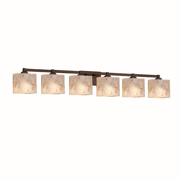 Justice Designs - ALR-8436-55-DBRZ - Six Light Bath Bar - Alabaster Rocks - Dark Bronze